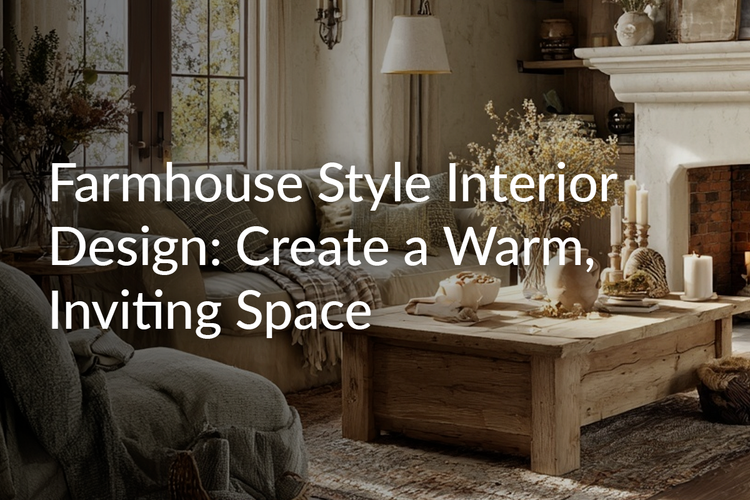 Farmhouse style interior design featuring neutral tones, natural wood, open shelving, vintage accents, and cozy rustic details in a bright, welcoming home.