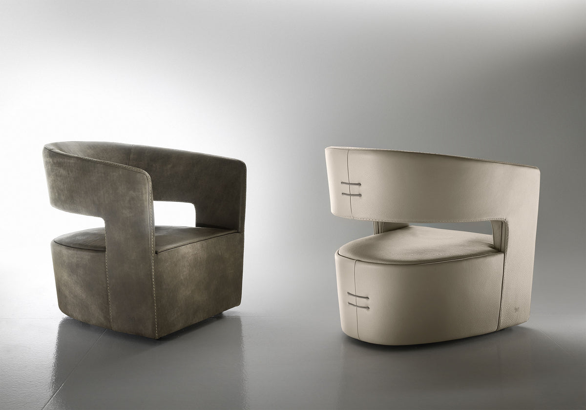 Gem Swivel Leather Armchair - Gamma Arredamenti