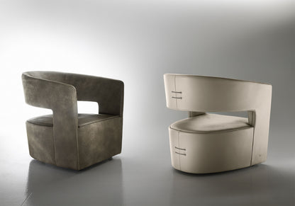 Gem Swivel Leather Armchair - Gamma Arredamenti