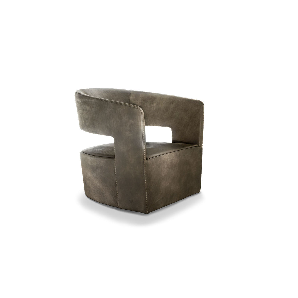Gem Swivel Leather Armchair - Gamma Arredamenti