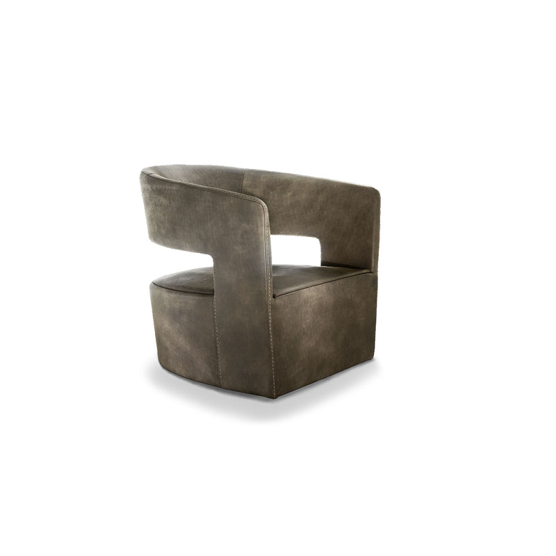 Gem Swivel Leather Armchair - Gamma Arredamenti