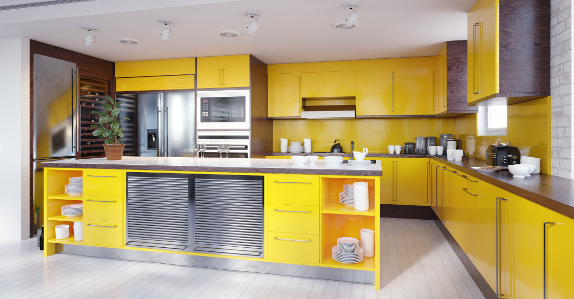 Illuminating yellow kitchen