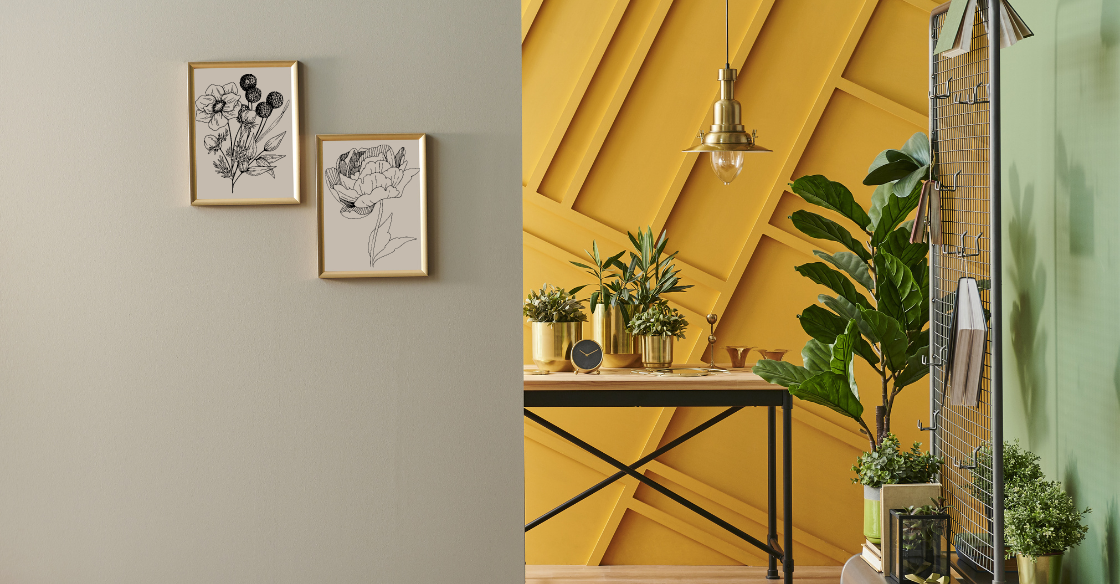 Yellow and gray entryway