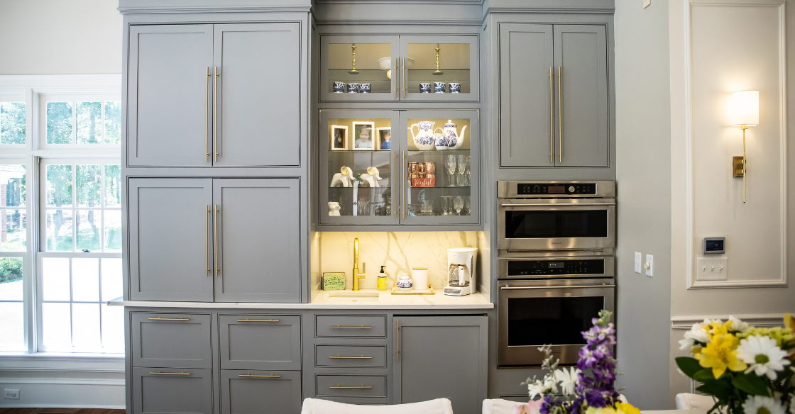 Kitchen with gray cabinets 