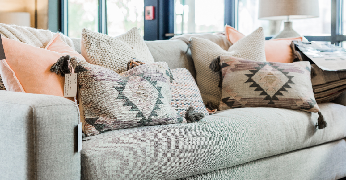 Pillows arranged in a living room