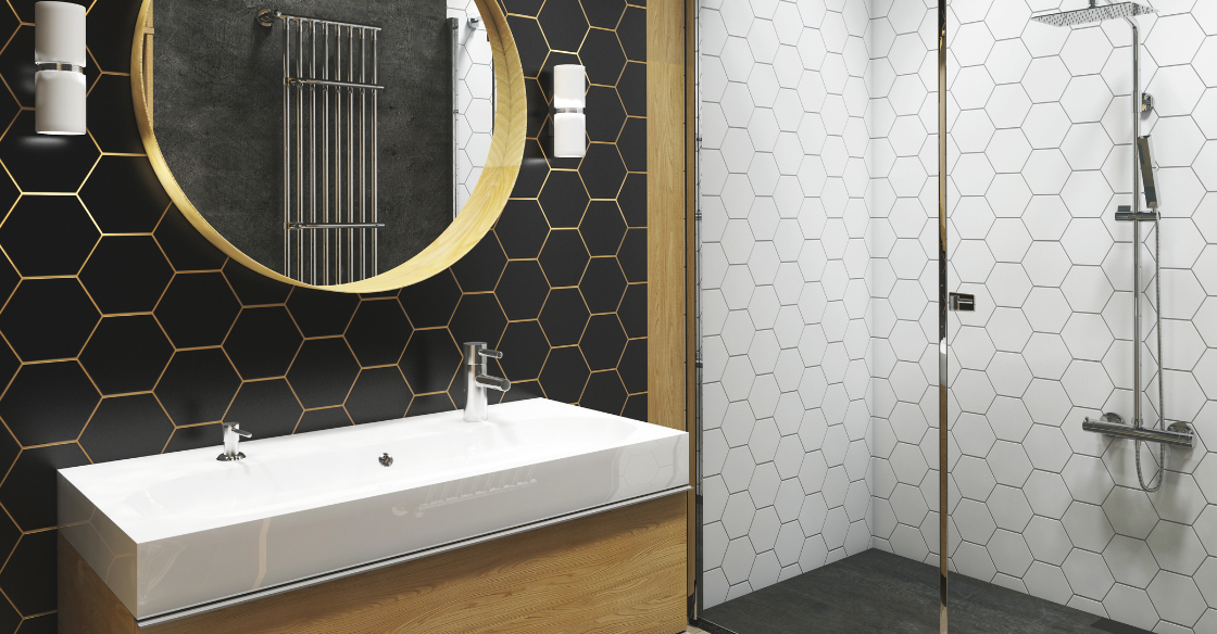 Bathroom with trendy tile