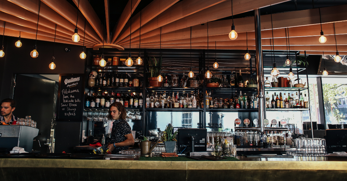 Bar with dark hued walls